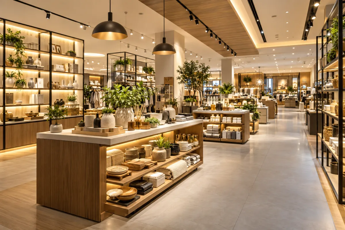 Giải pháp LED cho cửa hàng bán lẻ với ánh sáng trưng bày và lối đi hài hòa