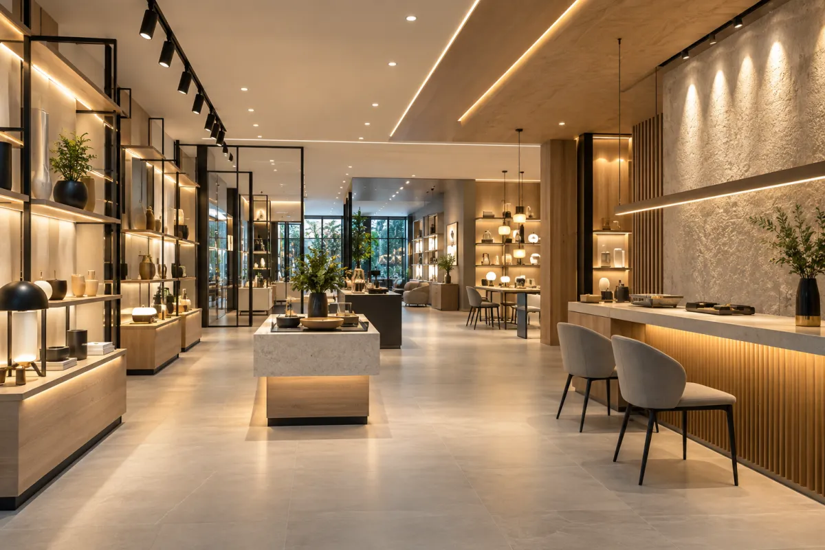 Các khu vực cần tính toán ánh sáng trong showroom - Giải pháp LED - ENTEC LED